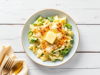 Fideos de repollo con salsa blanca keto