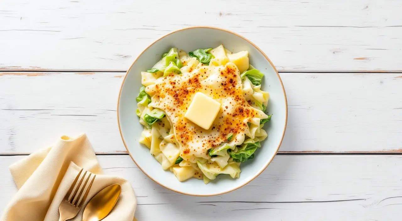 Fideos de repollo con salsa blanca keto