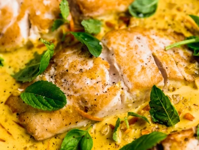 Curry rojo de pescado y leche de coco