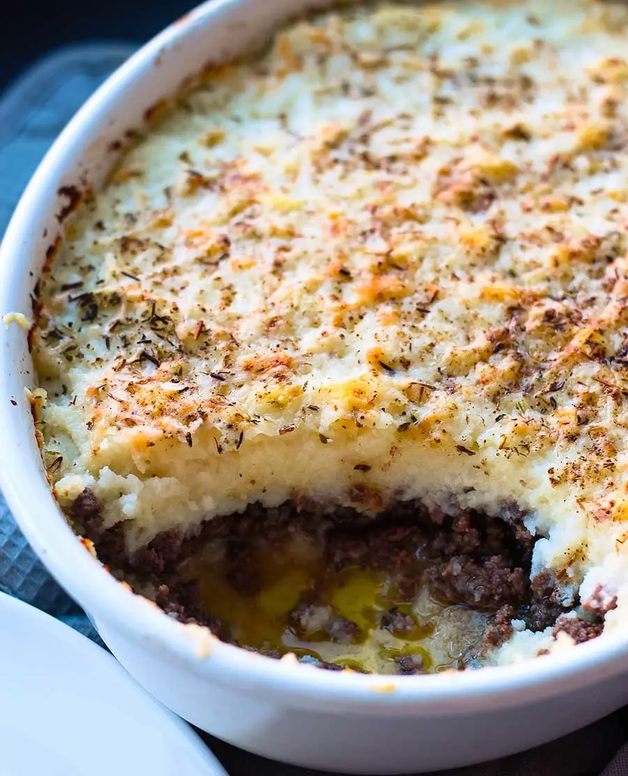 Pastel de coliflor, carne y gratinado de provolone