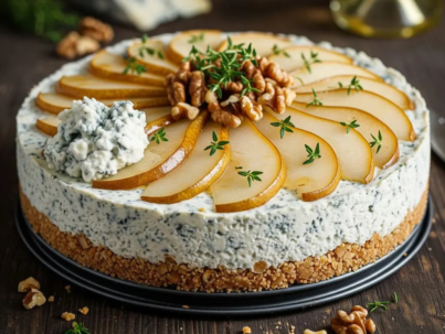 Cheesecake salado de queso azul y nueces