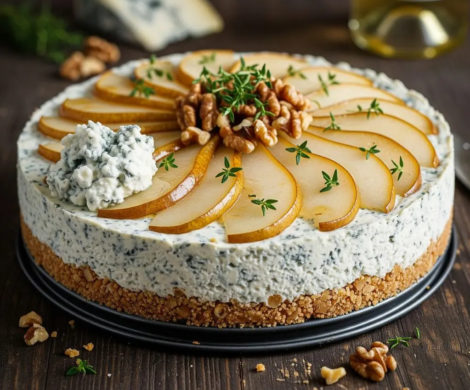 Cheesecake salado de queso azul y nueces