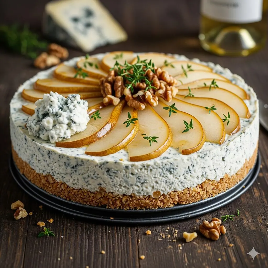 Cheesecake salado de queso azul y nueces