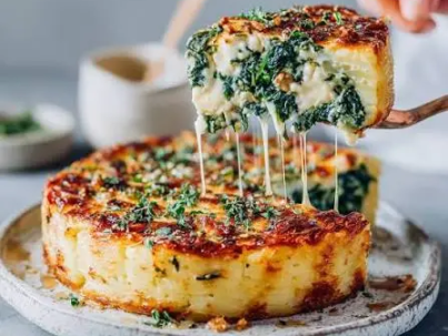 Tarta cremosa de puerro, panceta y queso brie sin masa