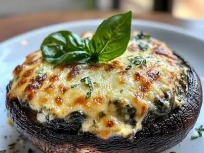 Portobellos gratinados con nueces y hierbas